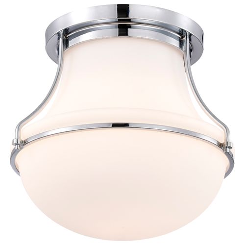 Main product image of Valdora 1 Light Flush Mount 14 Inches Polished Nickel White Opal Glass
