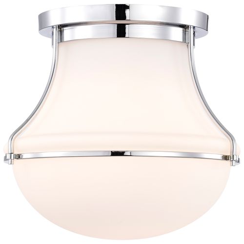 Main product image of Valdora 1 Light Flush Mount 14 Inches Polished Nickel White Opal Glass