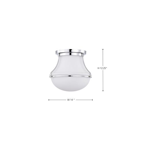 Main product image of Valdora 1 Light Flush Mount 14 Inches Polished Nickel White Opal Glass