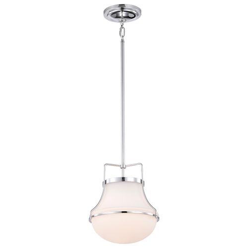 Main product image of Valdora 1 Light Pendant 10 Inches Polished Nickel White Opal Glass