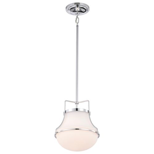 Main product image of Valdora 1 Light Pendant 10 Inches Polished Nickel White Opal Glass