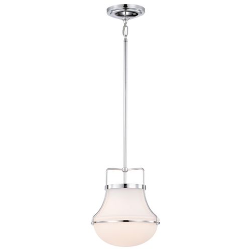 Main product image of Valdora 1 Light Pendant 10 Inches Polished Nickel White Opal Glass
