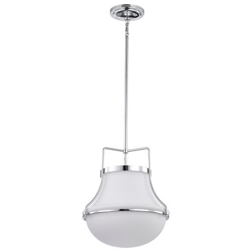Main product image of Valdora 1 Light Pendant 14 Inches Polished Nickel White Opal Glass