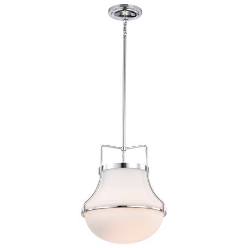Main product image of Valdora 1 Light Pendant 14 Inches Polished Nickel White Opal Glass