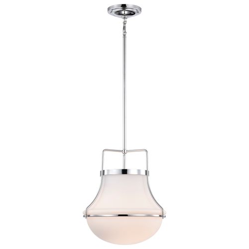 Main product image of Valdora 1 Light Pendant 14 Inches Polished Nickel White Opal Glass