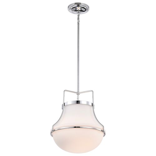 Main product image of Valdora 1 Light Pendant 14 Inches Polished Nickel White Opal Glass