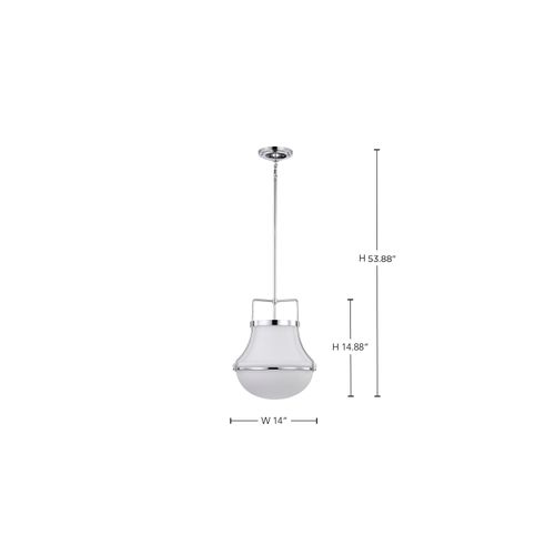 Main product image of Valdora 1 Light Pendant 14 Inches Polished Nickel White Opal Glass