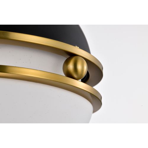 Main product image of Everton 1 Light Pendant 10 Inches Matte Black & Brass Finish Etched Opal Glass