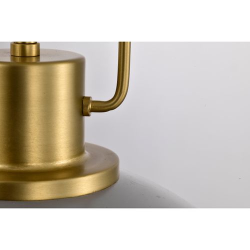 Main product image of Everton 2 Light Pendant 14 Inches Matte Gray and Brass Finish Etched Opal Glass