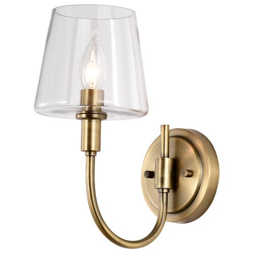 Main product image of Brookside 1 Light Sconce Vintage Brass Finish Clear Glass