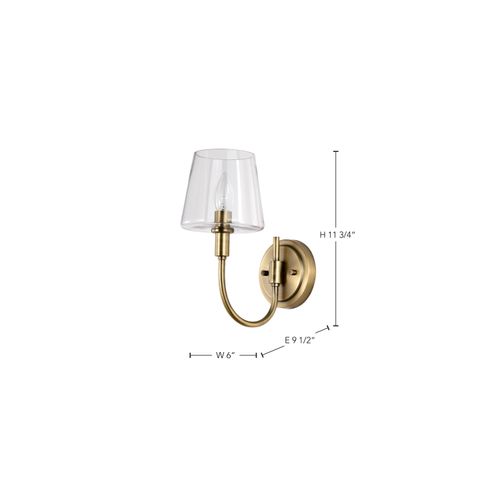 Main product image of Brookside 1 Light Sconce Vintage Brass Finish Clear Glass