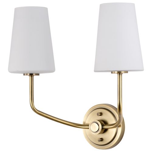 Main product image of Cordello 2 Light Sconce Vintage Brass Finish Etched White Opal Glass
