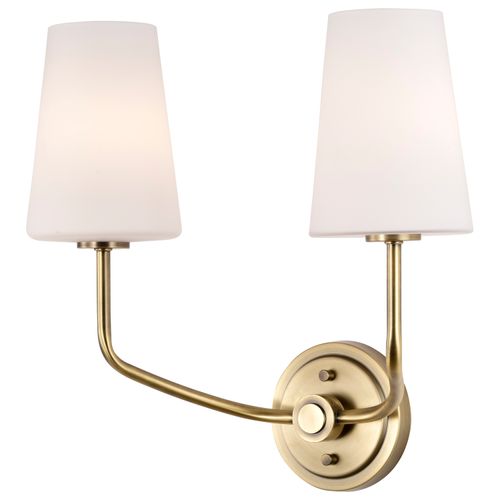 Main product image of Cordello 2 Light Sconce Vintage Brass Finish Etched White Opal Glass