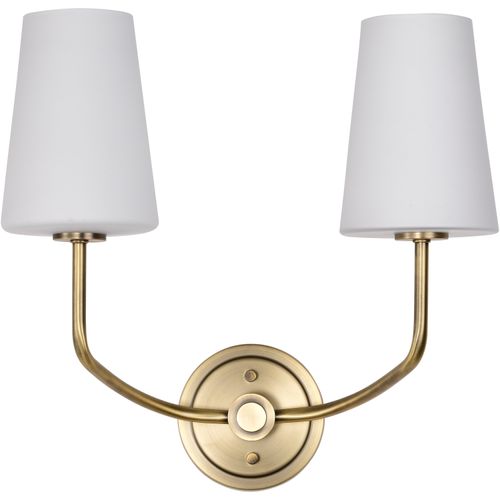 Main product image of Cordello 2 Light Sconce Vintage Brass Finish Etched White Opal Glass