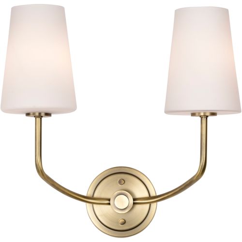Main product image of Cordello 2 Light Sconce Vintage Brass Finish Etched White Opal Glass