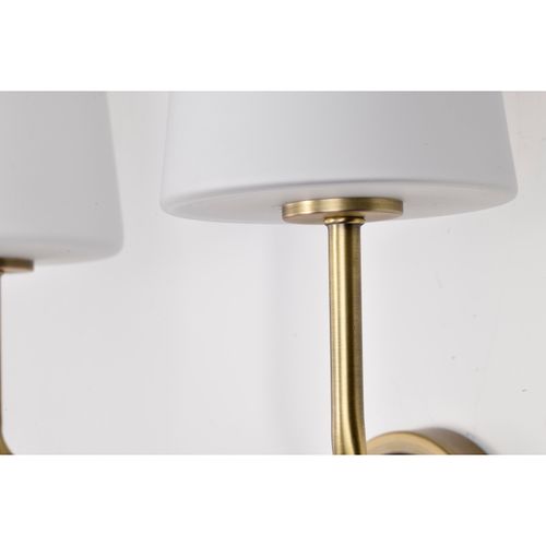 Main product image of Cordello 2 Light Sconce Vintage Brass Finish Etched White Opal Glass