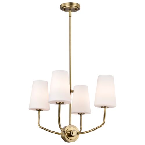 Main product image of Cordello 4 Light Chandelier Vintage Brass Finish Etched White Opal Glass