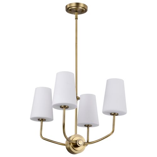 Main product image of Cordello 4 Light Chandelier Vintage Brass Finish Etched White Opal Glass