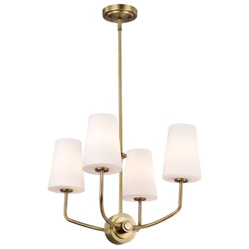 Main product image of Cordello 4 Light Chandelier Vintage Brass Finish Etched White Opal Glass