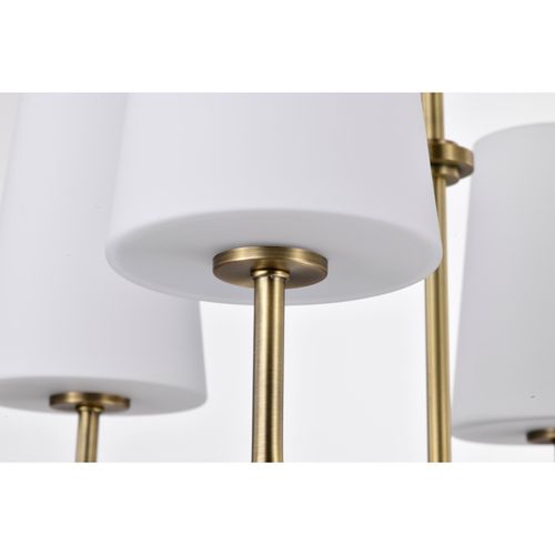 Main product image of Cordello 4 Light Chandelier Vintage Brass Finish Etched White Opal Glass