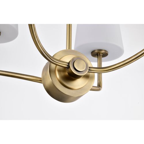 Main product image of Cordello 4 Light Chandelier Vintage Brass Finish Etched White Opal Glass