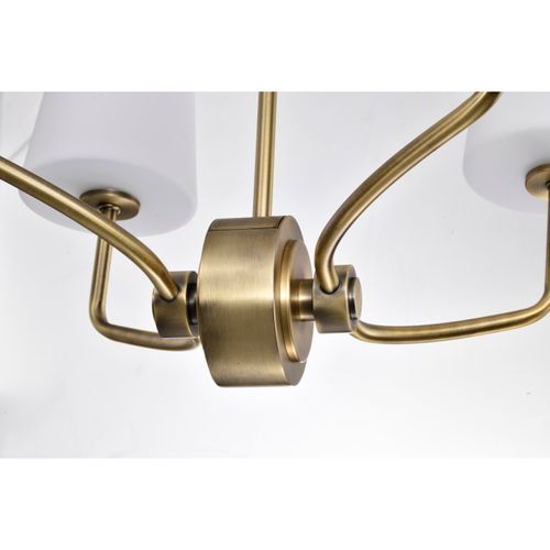 Main product image of Cordello 4 Light Chandelier Vintage Brass Finish Etched White Opal Glass