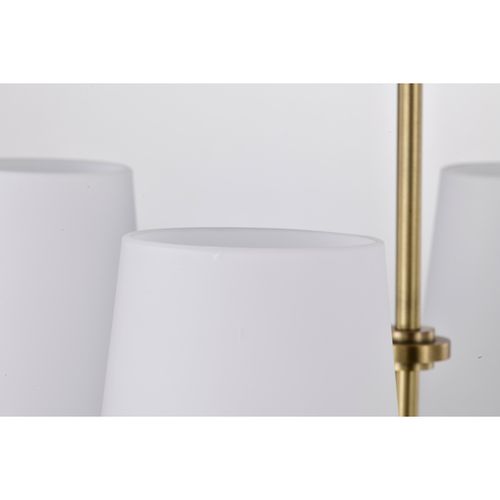 Main product image of Cordello 4 Light Chandelier Vintage Brass Finish Etched White Opal Glass