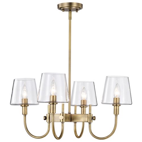 Main product image of Brookside 4 Light Chandelier Vintage Brass Finish Clear Glass