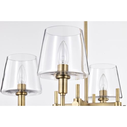 Main product image of Brookside 4 Light Chandelier Vintage Brass Finish Clear Glass