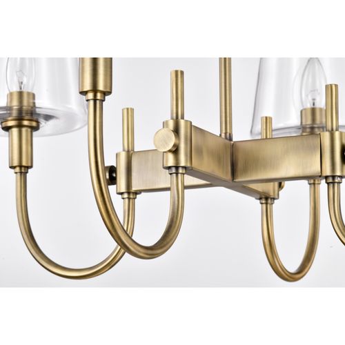 Main product image of Brookside 4 Light Chandelier Vintage Brass Finish Clear Glass