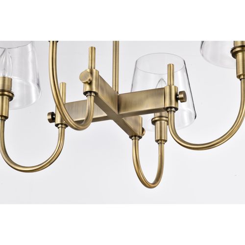 Main product image of Brookside 4 Light Chandelier Vintage Brass Finish Clear Glass
