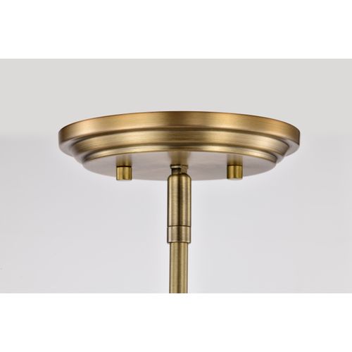 Main product image of Cordello 6 Light Island Pendant Vintage Brass Finish Etched White Opal Glass