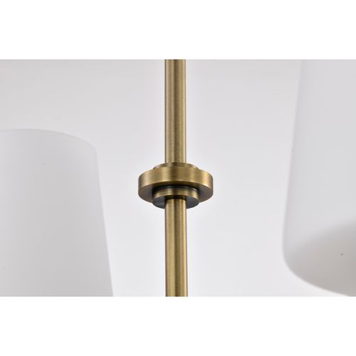 Main product image of Cordello 6 Light Island Pendant Vintage Brass Finish Etched White Opal Glass