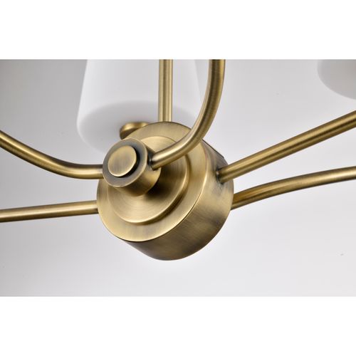 Main product image of Cordello 6 Light Island Pendant Vintage Brass Finish Etched White Opal Glass
