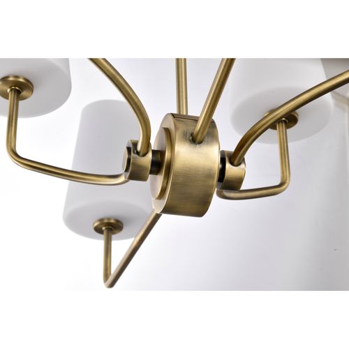 Main product image of Cordello 6 Light Island Pendant Vintage Brass Finish Etched White Opal Glass
