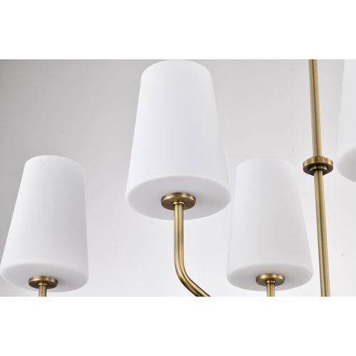 Main product image of Cordello 6 Light Island Pendant Vintage Brass Finish Etched White Opal Glass