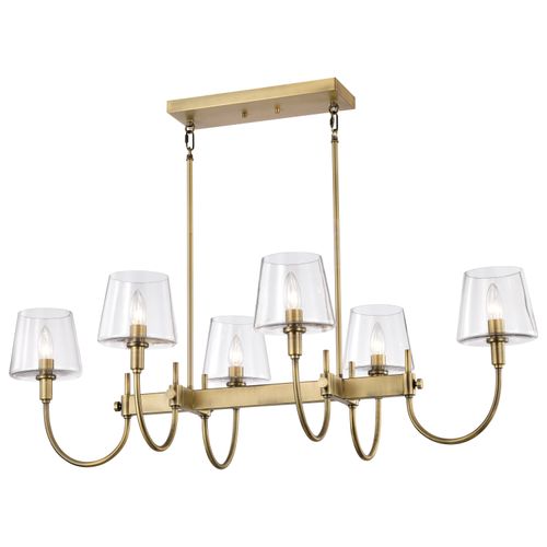 Main product image of Brookside 6 Light Island Pendant Vintage Brass Finish Clear Glass