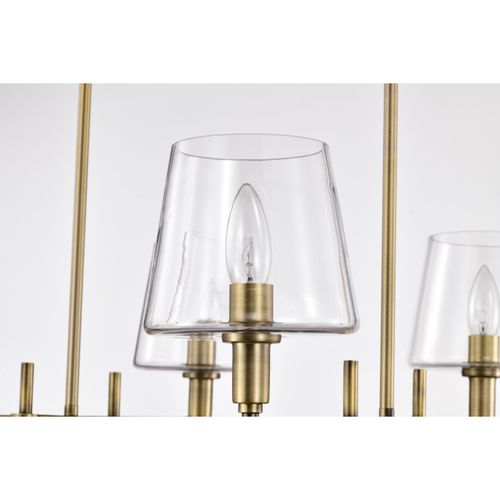Main product image of Brookside 6 Light Island Pendant Vintage Brass Finish Clear Glass