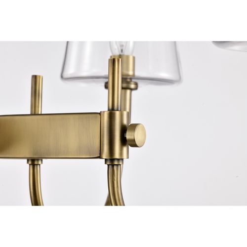 Main product image of Brookside 6 Light Island Pendant Vintage Brass Finish Clear Glass