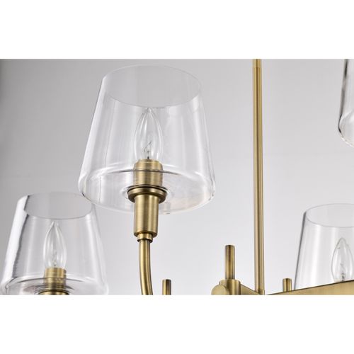 Main product image of Brookside 6 Light Island Pendant Vintage Brass Finish Clear Glass