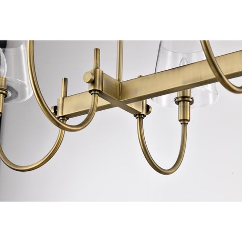 Main product image of Brookside 6 Light Island Pendant Vintage Brass Finish Clear Glass