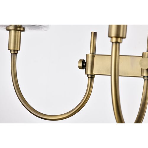 Main product image of Brookside 6 Light Island Pendant Vintage Brass Finish Clear Glass