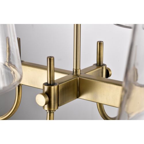 Main product image of Brookside 6 Light Island Pendant Vintage Brass Finish Clear Glass
