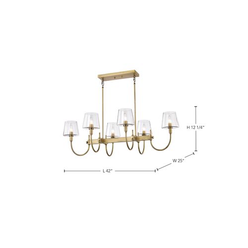Main product image of Brookside 6 Light Island Pendant Vintage Brass Finish Clear Glass