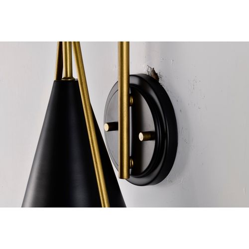 Main product image of Admiral 1 Light Wall Sconce Matte Black and Natural Brass Finish White Opal Glass