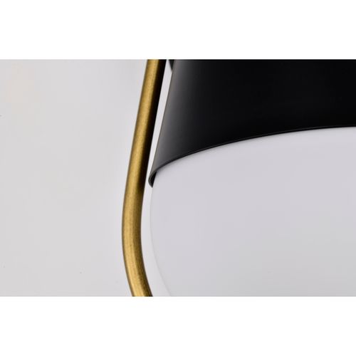 Main product image of Admiral 1 Light Wall Sconce Matte Black and Natural Brass Finish White Opal Glass