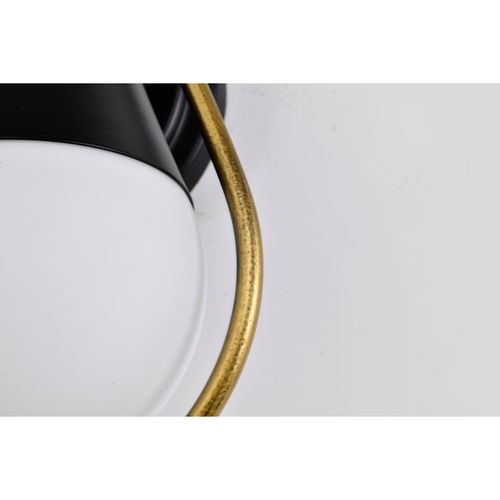 Main product image of Admiral 1 Light Wall Sconce Matte Black and Natural Brass Finish White Opal Glass