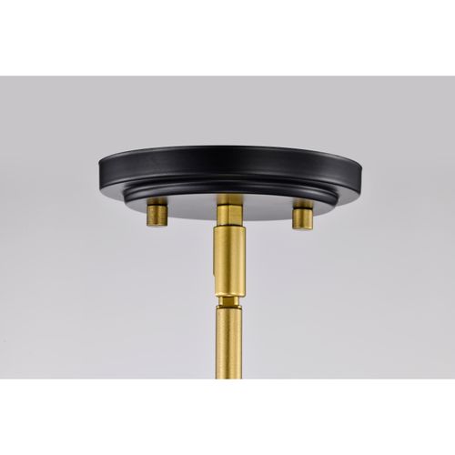 Main product image of Admiral 1 Light Pendant 10 Inches Matte Black and Natural Brass Finish White Opal Glass