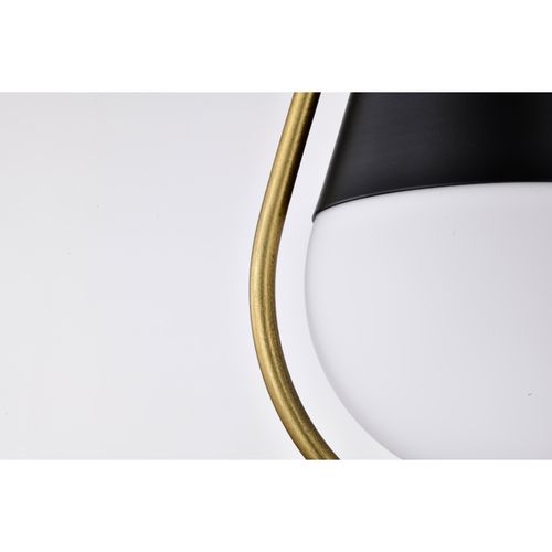 Main product image of Admiral 1 Light Pendant 10 Inches Matte Black and Natural Brass Finish White Opal Glass