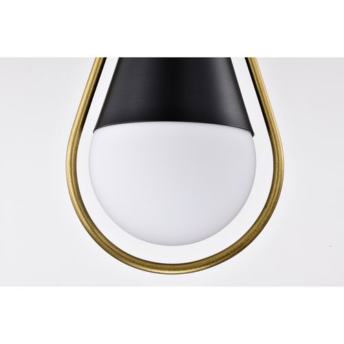 Main product image of Admiral 1 Light Pendant 10 Inches Matte Black and Natural Brass Finish White Opal Glass